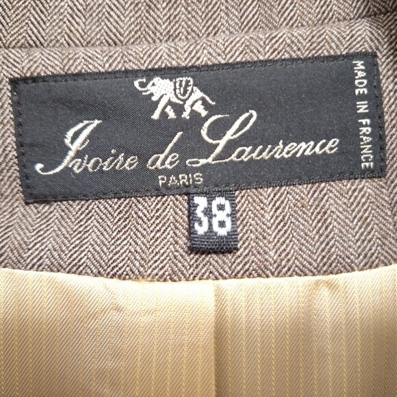 Made In France Vintage Ivoire De Laurence Long Brown Trench Coat Size 38 - Picture 10 of 14